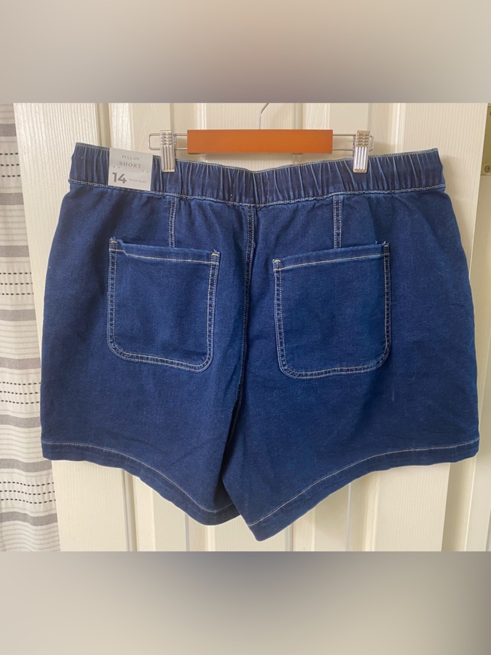 Lane Bryant High Rise Pull On Drawstring Denim Jean Shorts Size 14 - Picture 9 of 16